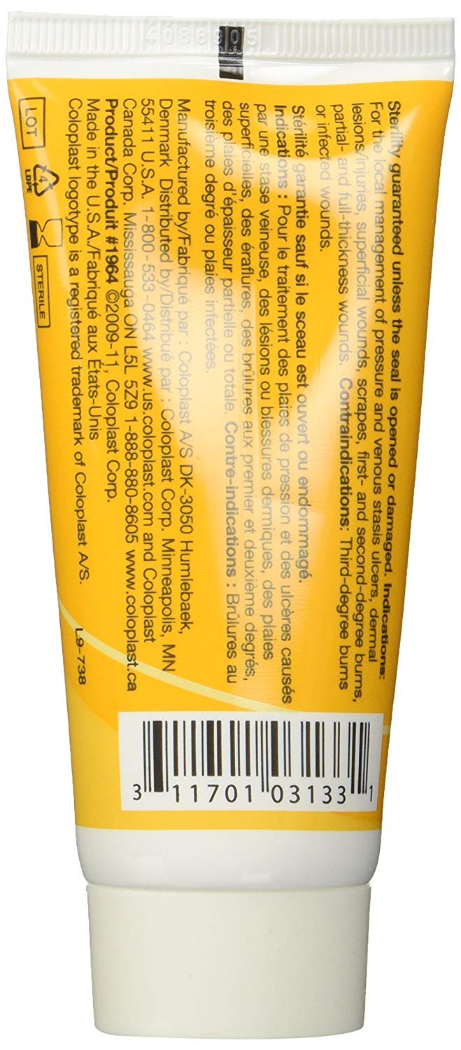 Coloplast Triad wound dressing shown for difficult areas with dependable adhesion and autolytic action.