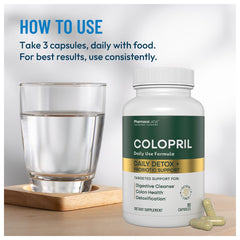 Colopril-digestive-health-graphic outlines prebiotics and probiotics working together.