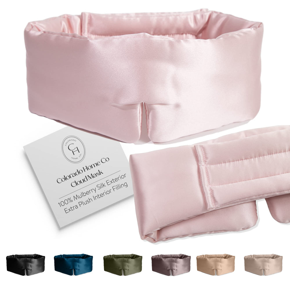 Colorado Home Co Sundaysilks Cloud Mask outer view with cooling silk surface.