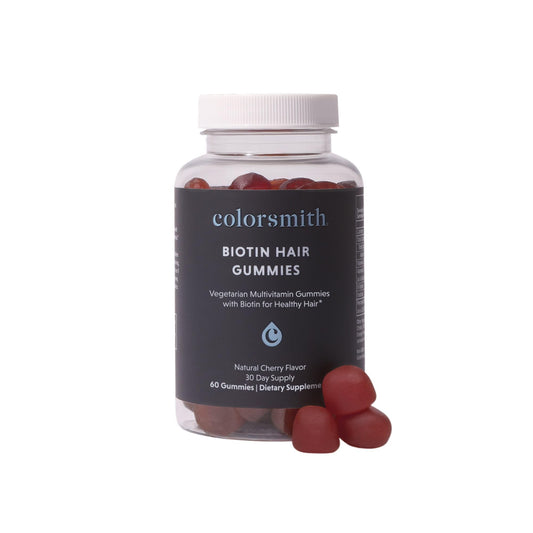 colorsmith Biotin Hair Gummies jar front showing Cherry flavor for daily hair support