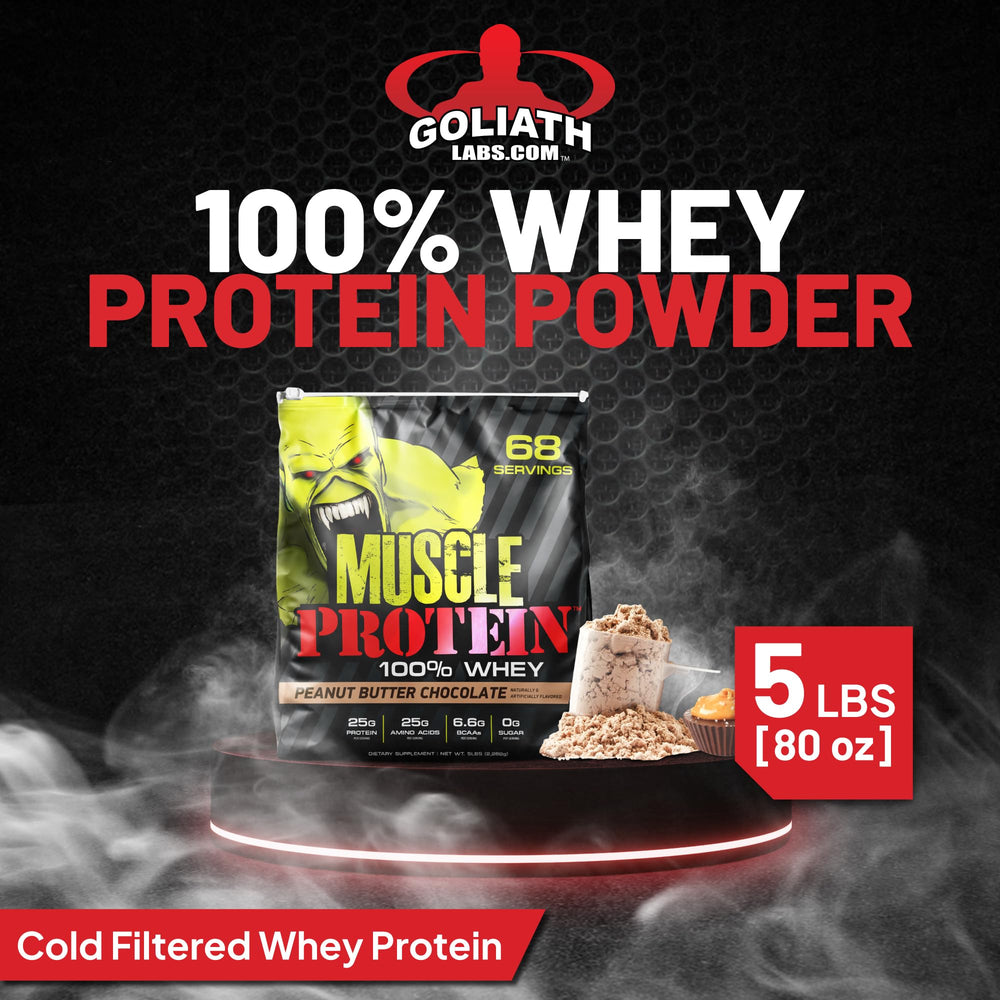 COLOSSAL LABS Peanut Butter Chocolate whey powder nutrition panel highlights protein