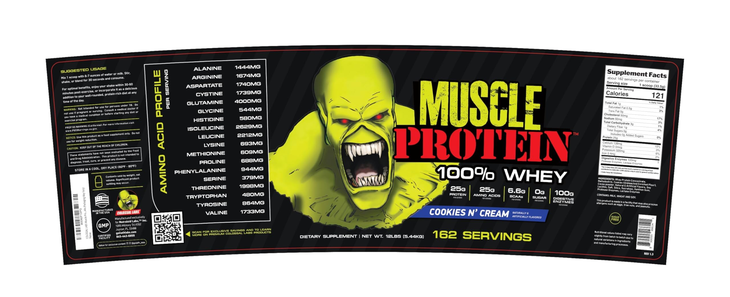 COLOSSAL LABS Muscle Whey cookies-cream scoop for convenient daily servings