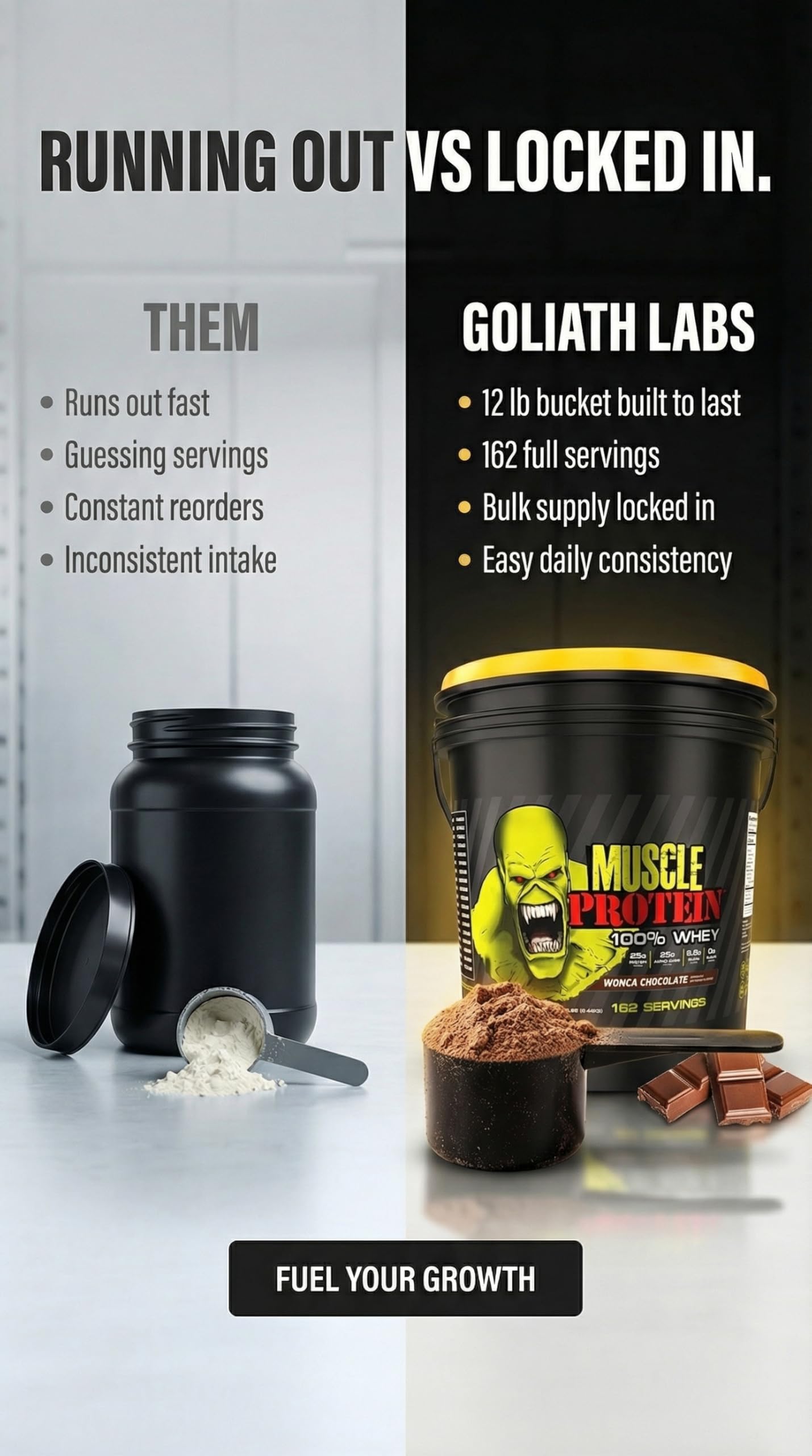COLOSSAL LABS strawberry flavor label invites flavorful protein boost during workouts.