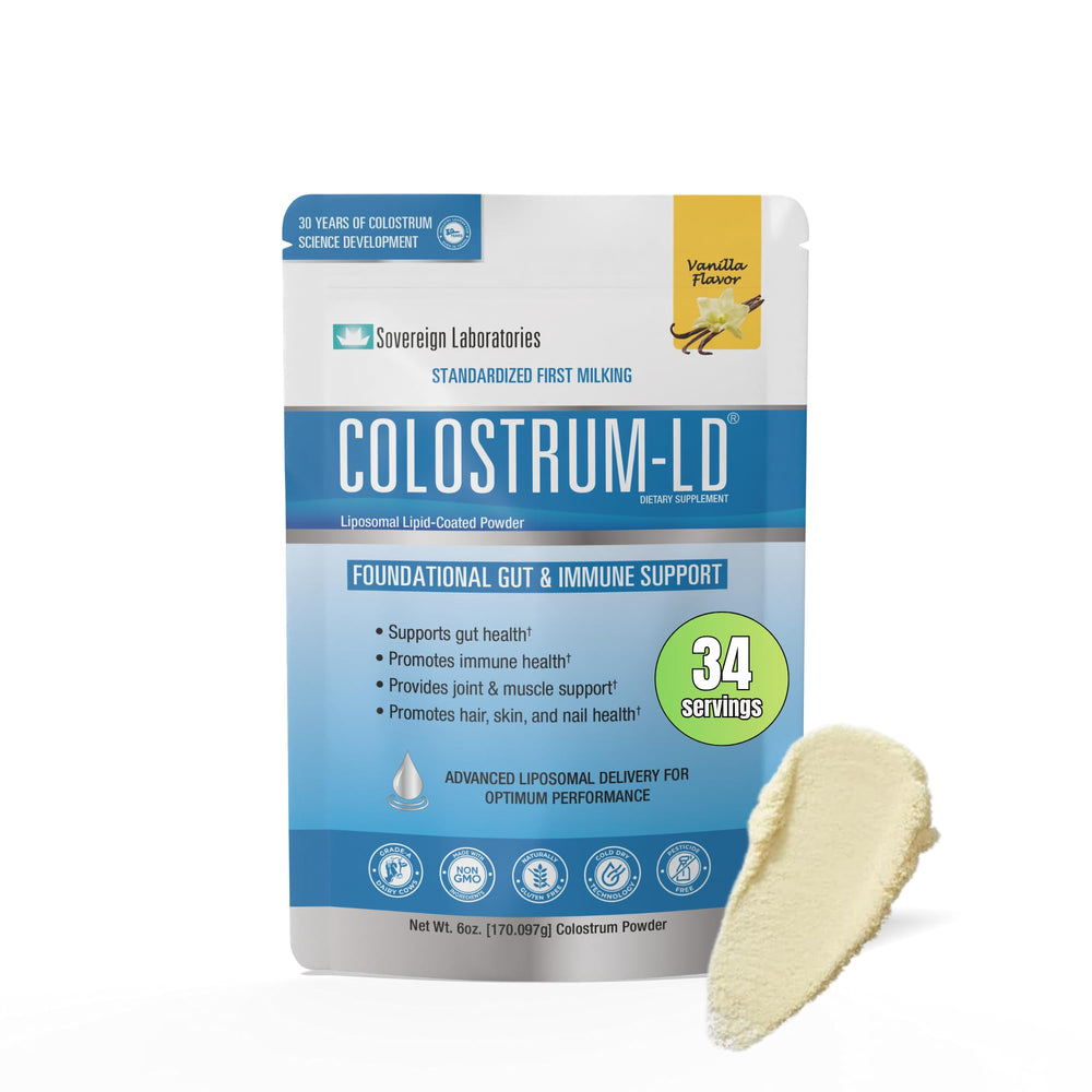 Colostrum-LD liposomal delivery bottle shows premium quality for daily immune support.