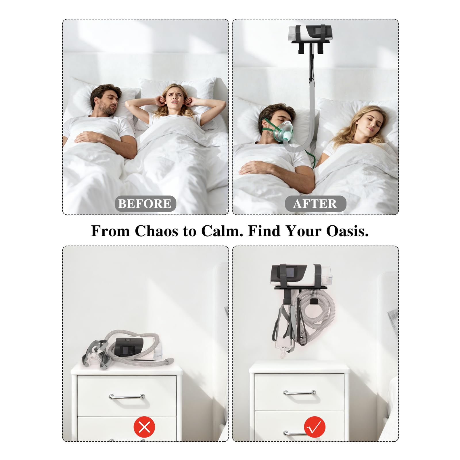 Comeacross bedside organizer frees valuable nightstand space for essentials.