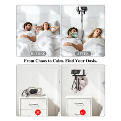 Comeacross bedside organizer frees valuable nightstand space for essentials.