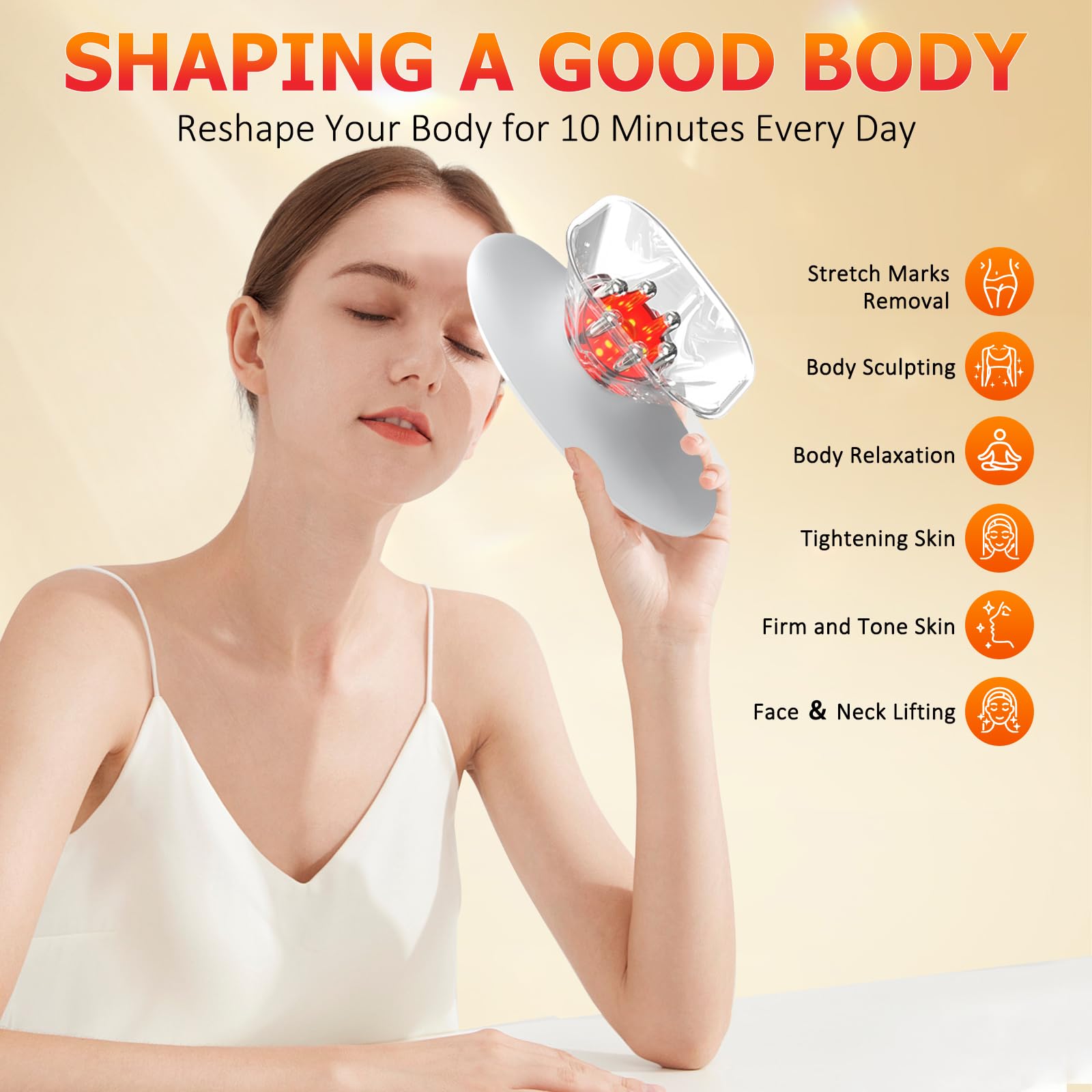 COMEBY Body Sculpting Machine ergonomic curve heads targets contours.