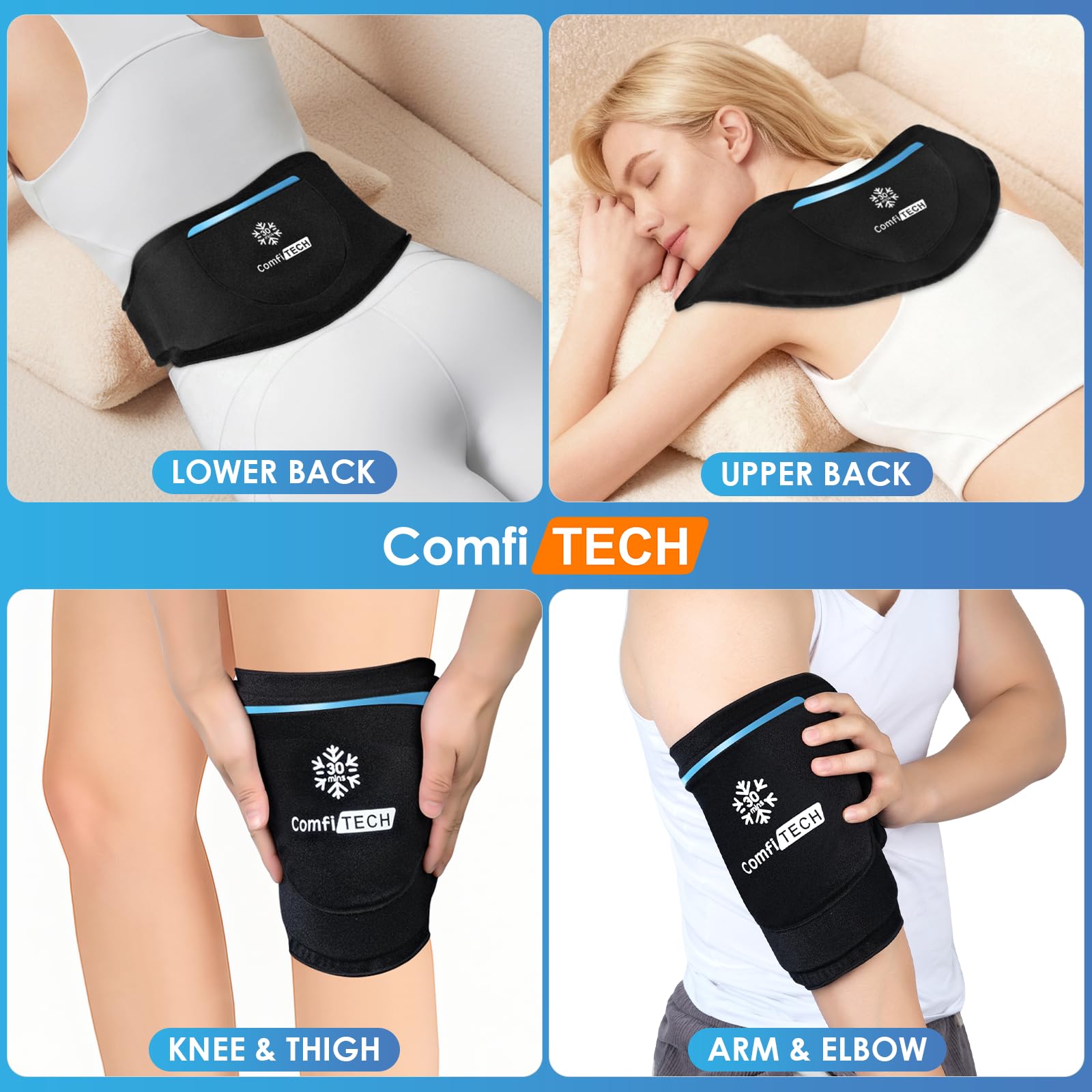 ComfiTECH Adjustable Strap Neck Wrap provides secure, hands-free cooling.