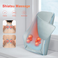 Ergonomic back fit supports balanced pressure along the spine with COMFIER massager.