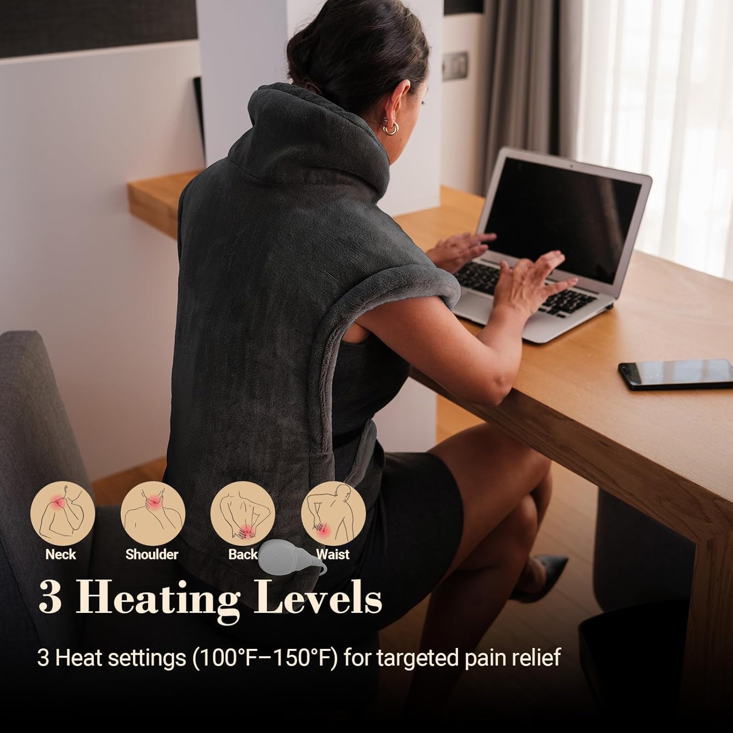 COMFIER heating pad with detachable controller for easy cleaning and use.