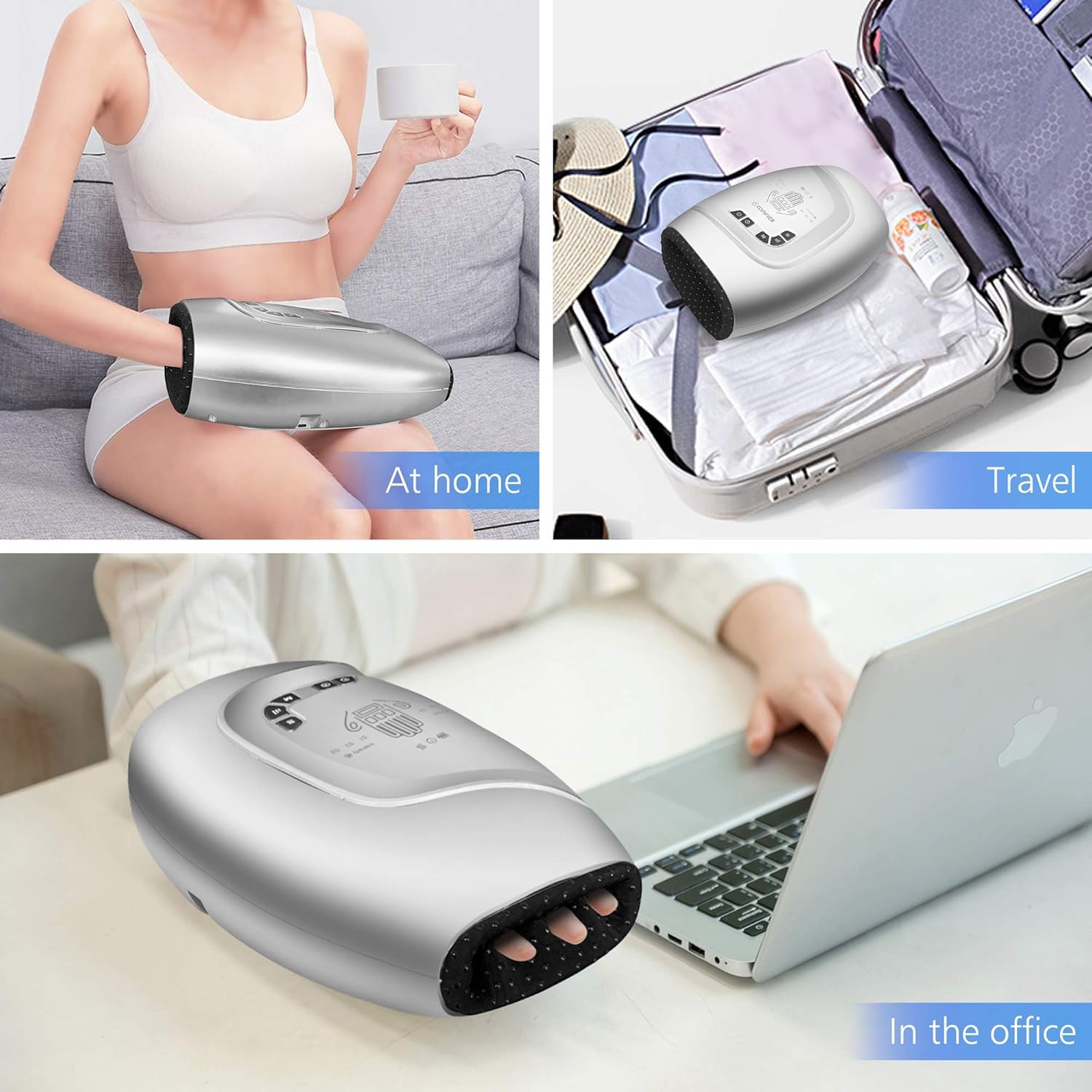 COMFIER portable hand massager fits desk, bag, or travel case.