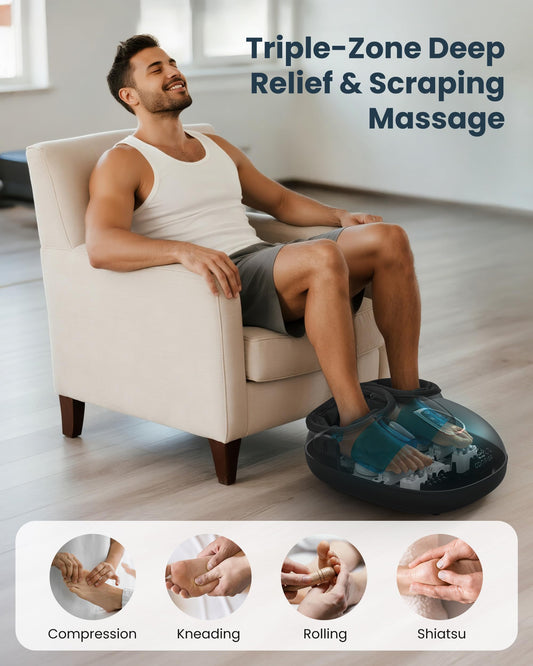 COMFIER massager control panel showing customizable settings for relief