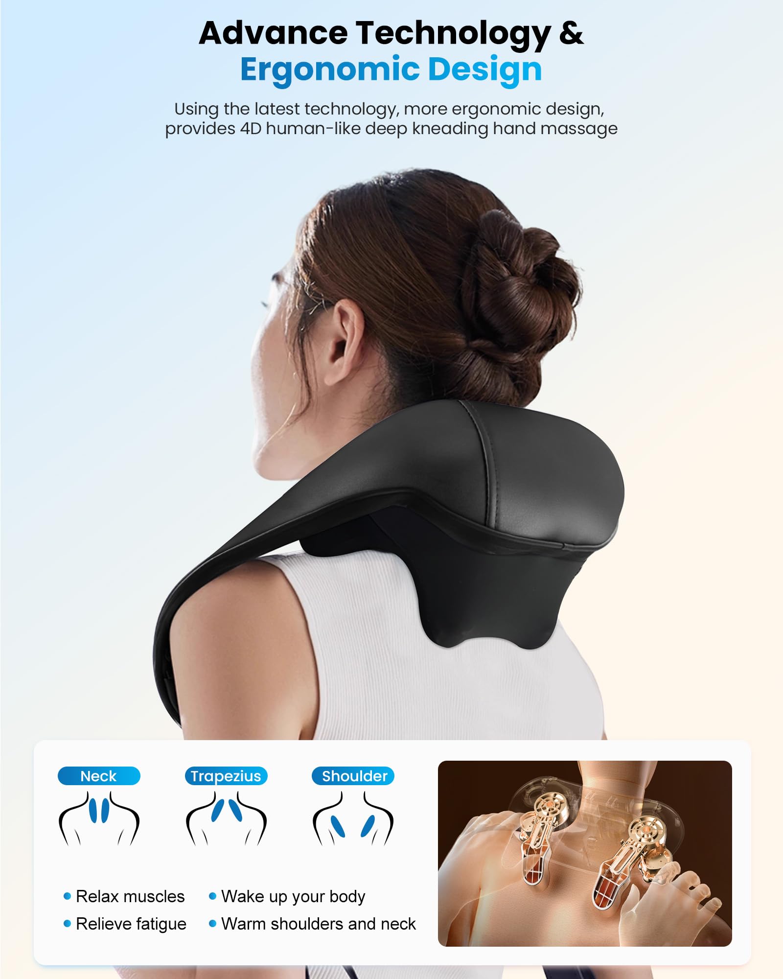 COMFIER neck massager in midnight black finish stays durable.