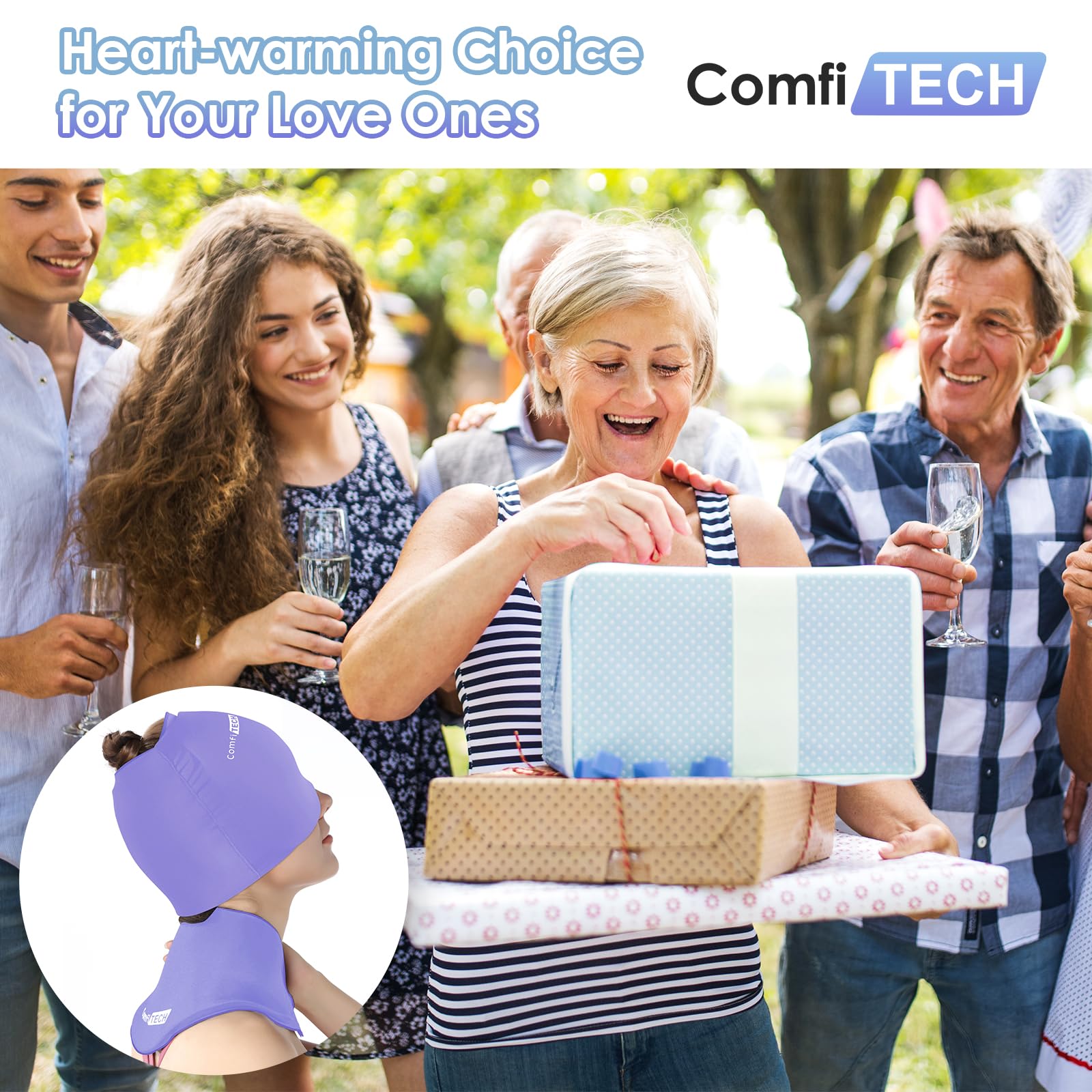 ComfiTECH Elastic Strap Secures Fit for stable cold application.