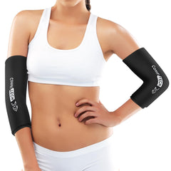 ComfiTECH elbow ice pack wrap front view shows easy slip-on design