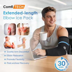 ComfiTECH flexible gel sleeve contours to the arm for secure, full-coverage cooling.
