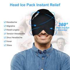 ComfiTECH head ice pack wrap top-coverage view highlights 360° cooling across crown.