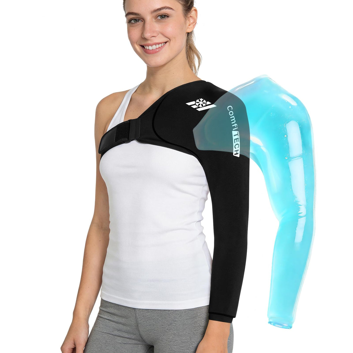ComfiTECH Shoulder Arm Ice Pack Wrap with full upper-body cooling coverage for post-activity relief