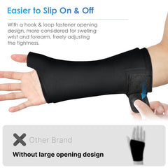 Thumb and forearm wrap showing flexible, comfortable fit
