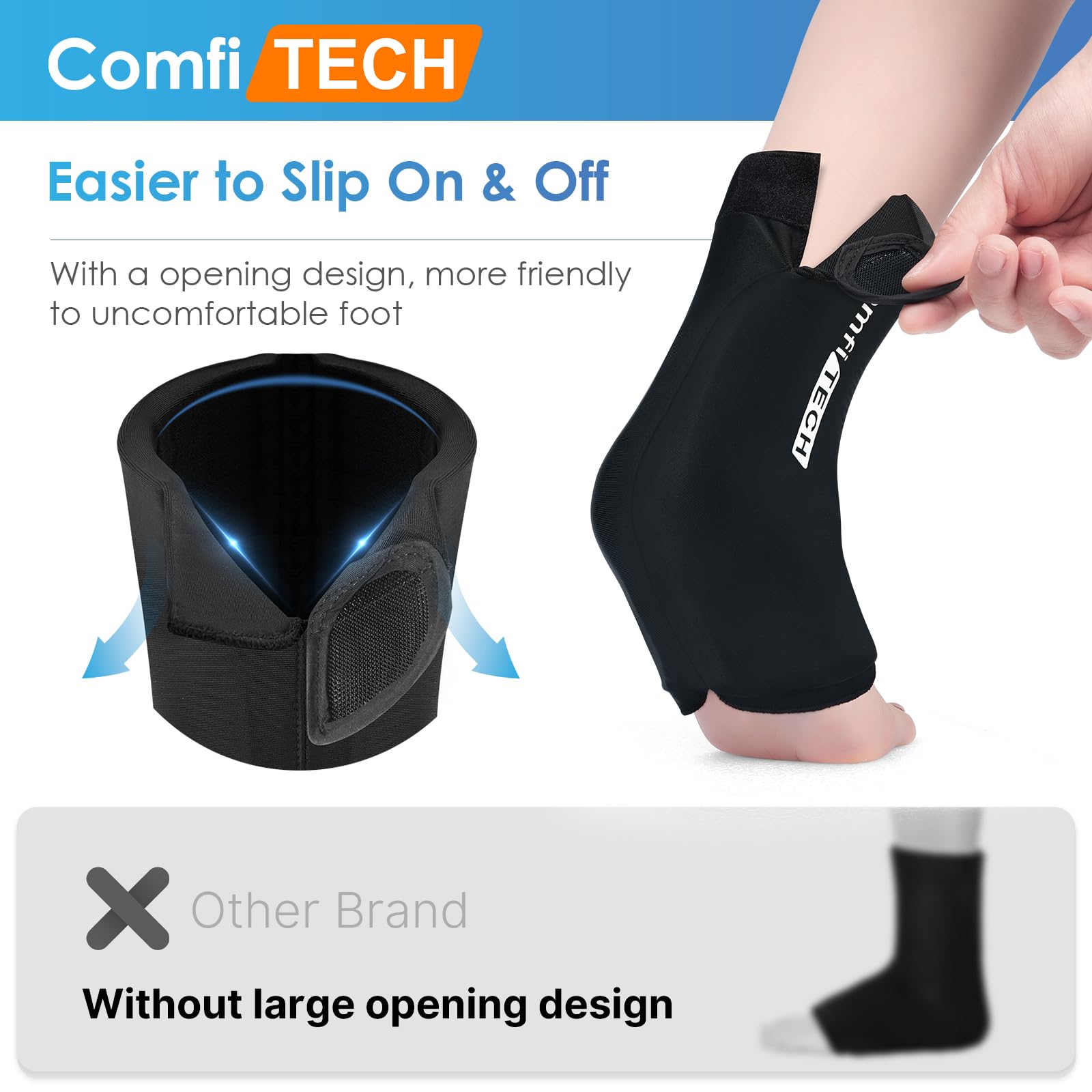 Comfitech X-Large strap detail for secure fit around swollen ankles
