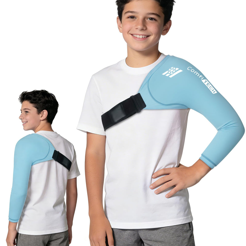 ComfiTECH Youth Shoulder Ice Pack Wrap delivers targeted cooling for shoulder and elbow comfort.
