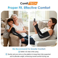 Arm-wrist-thumb contact supports a stable position during relief moments.