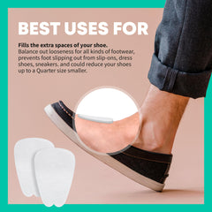 Comfwalk self-adhesive tongue pad on a shoe for easy sticking and removal