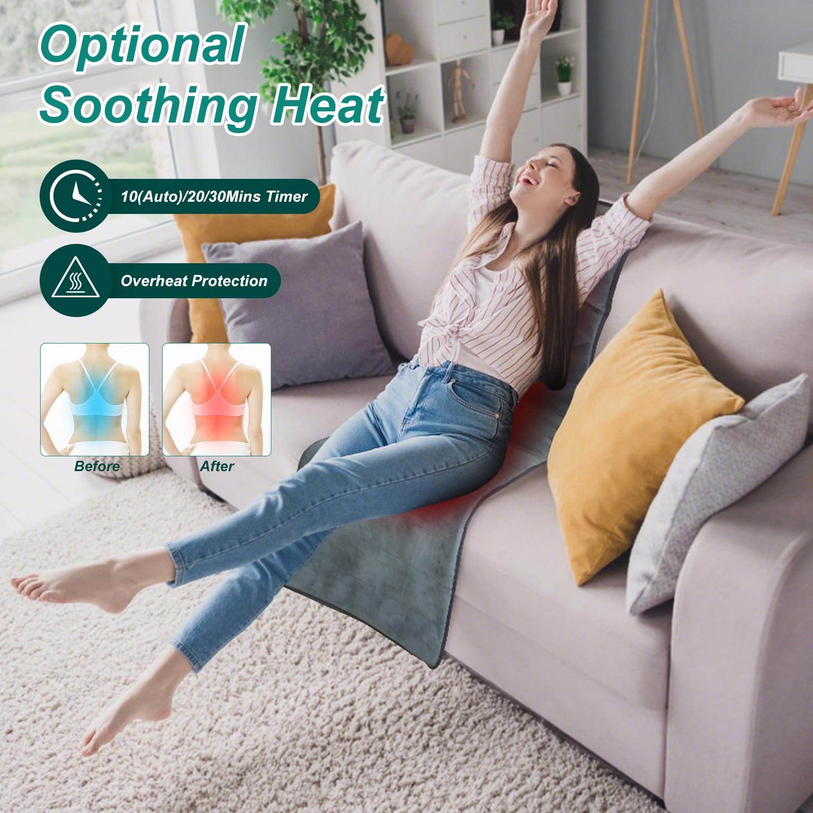 ComfyElect full body massage mat hips and thighs for personalized relief.
