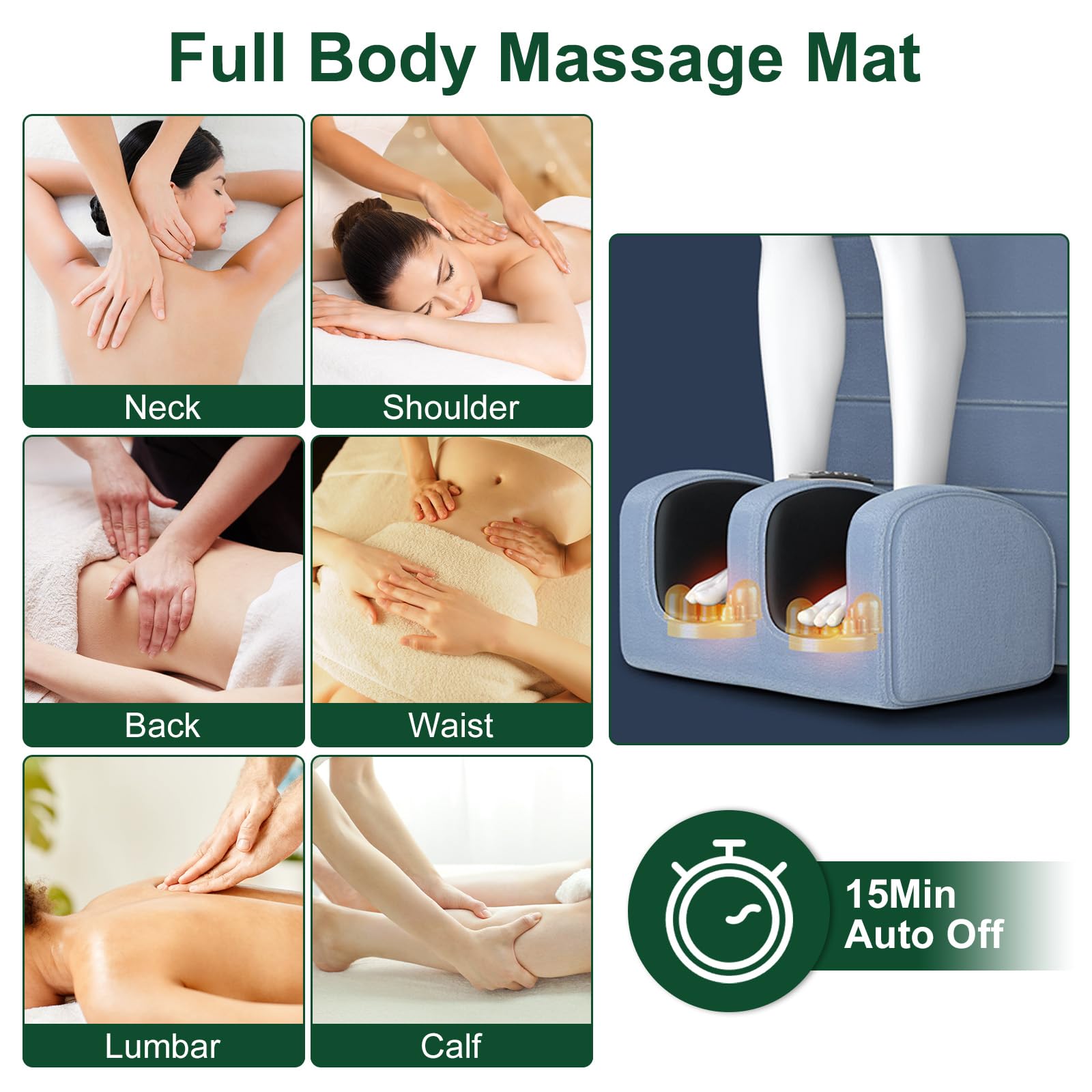 ComfyElect foot massage with 32 nodes for calves and feet relief.