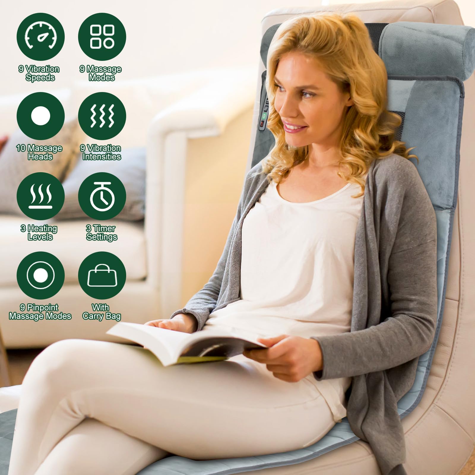 ComfyElect massage mat heat function provides soothing warmth for tired muscles.