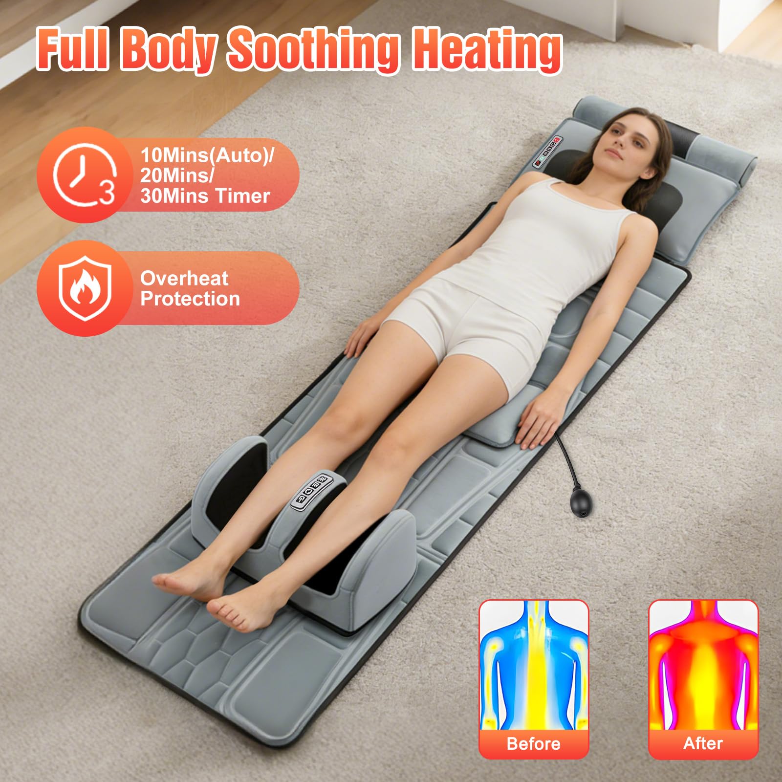 ComfyElect non-slip bottom and strap keep the mat secure on any seat.