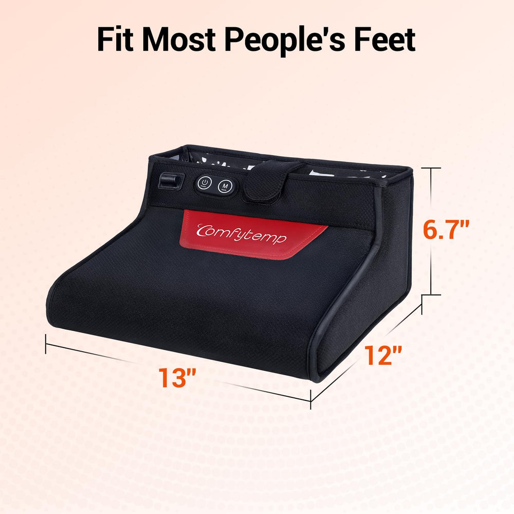 Comfytemp 3D heated wrap provides ergonomic fit around ankle and heel.