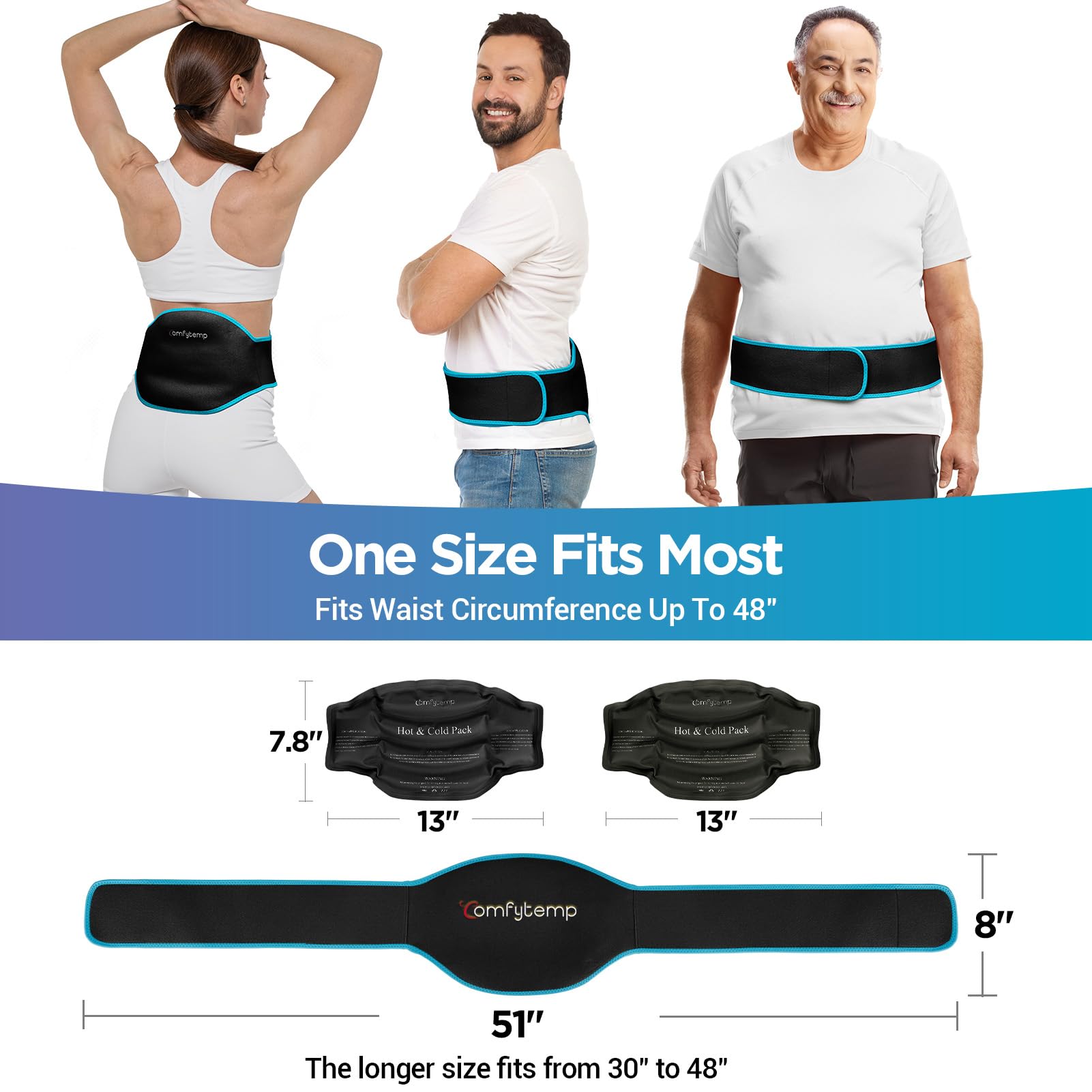 Comfytemp back ice pack brace gel packs for hot and cold therapy