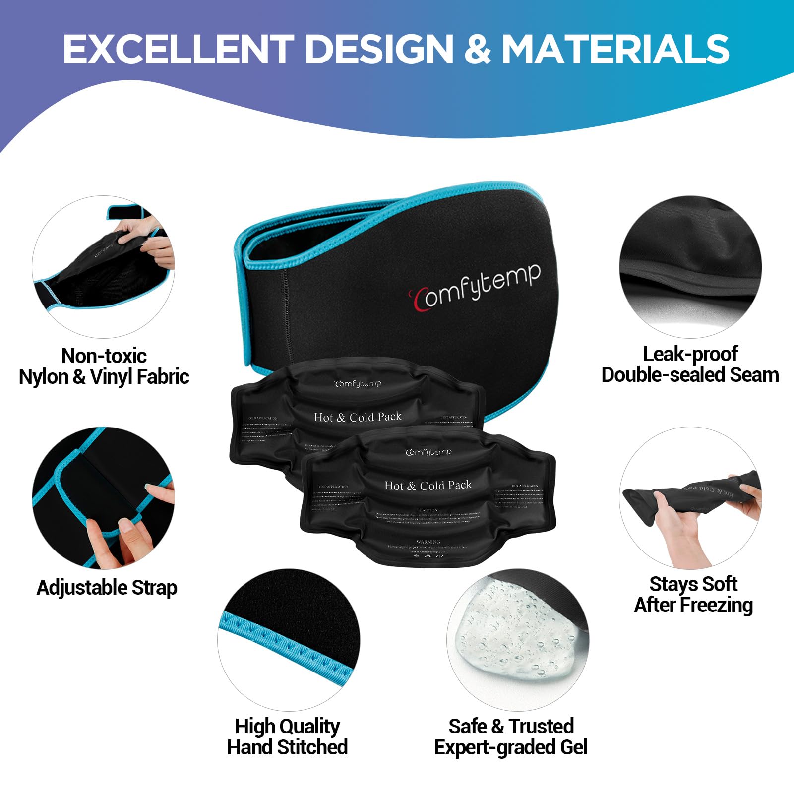 Comfytemp back ice pack brace use for heat therapy on the waist