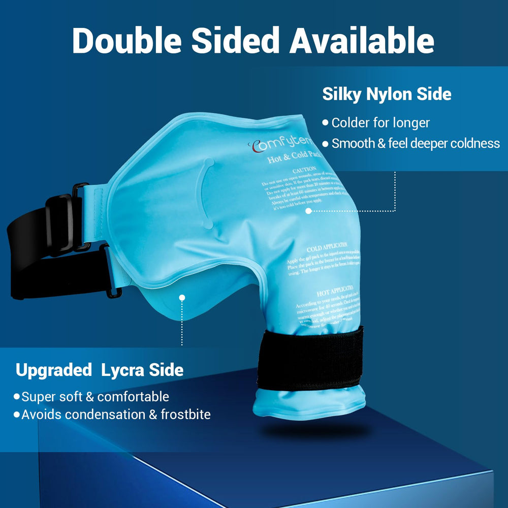 Comfytemp dual-fabric shoulder wrap with lycra side for gentle cooling.