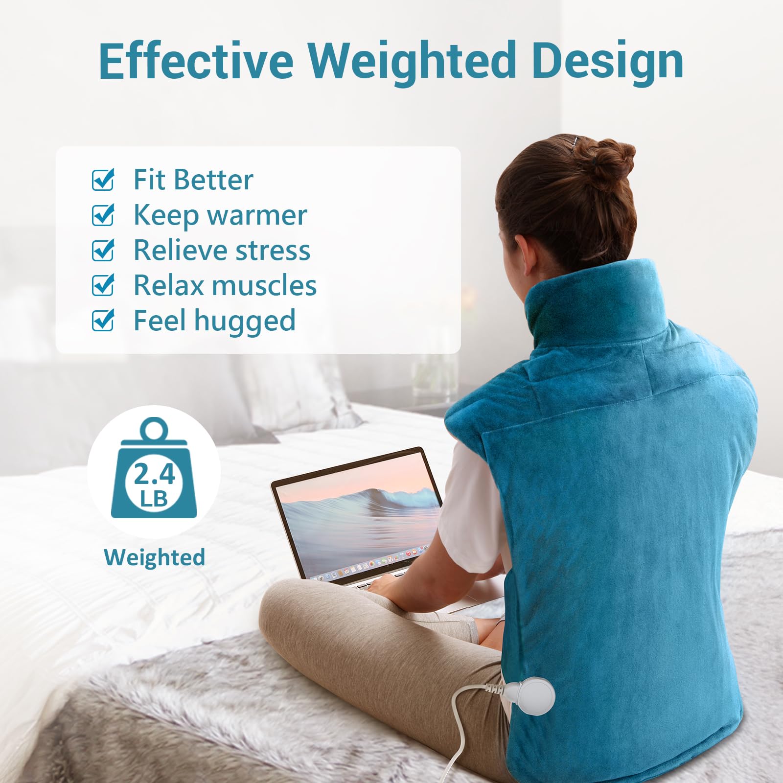 Comfytemp neck area edge-weighted wrap for targeted warmth.