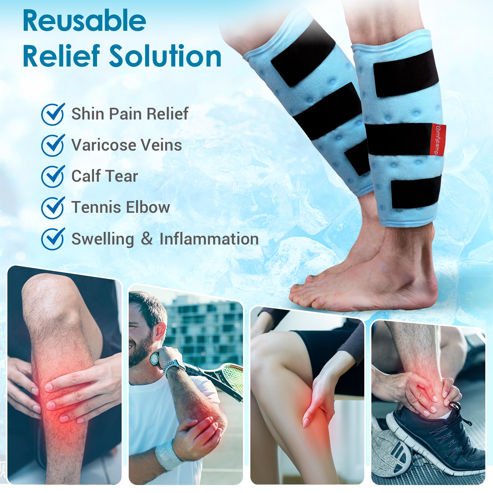 Comfytemp elbow ice pack wrap securely fits for steady cold therapy.