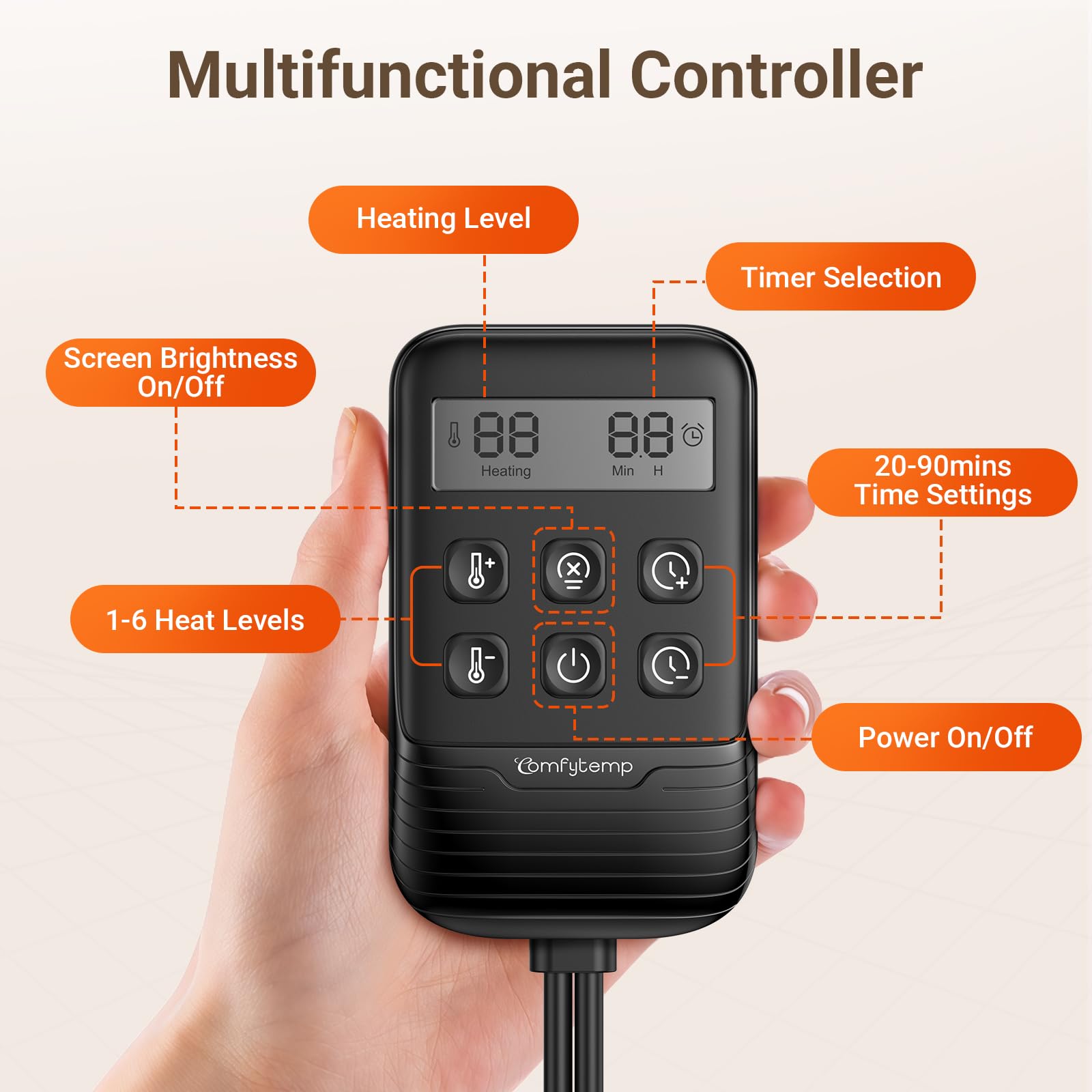 Comfytemp extralarge FIR pad eight timer settings for flexible sessions