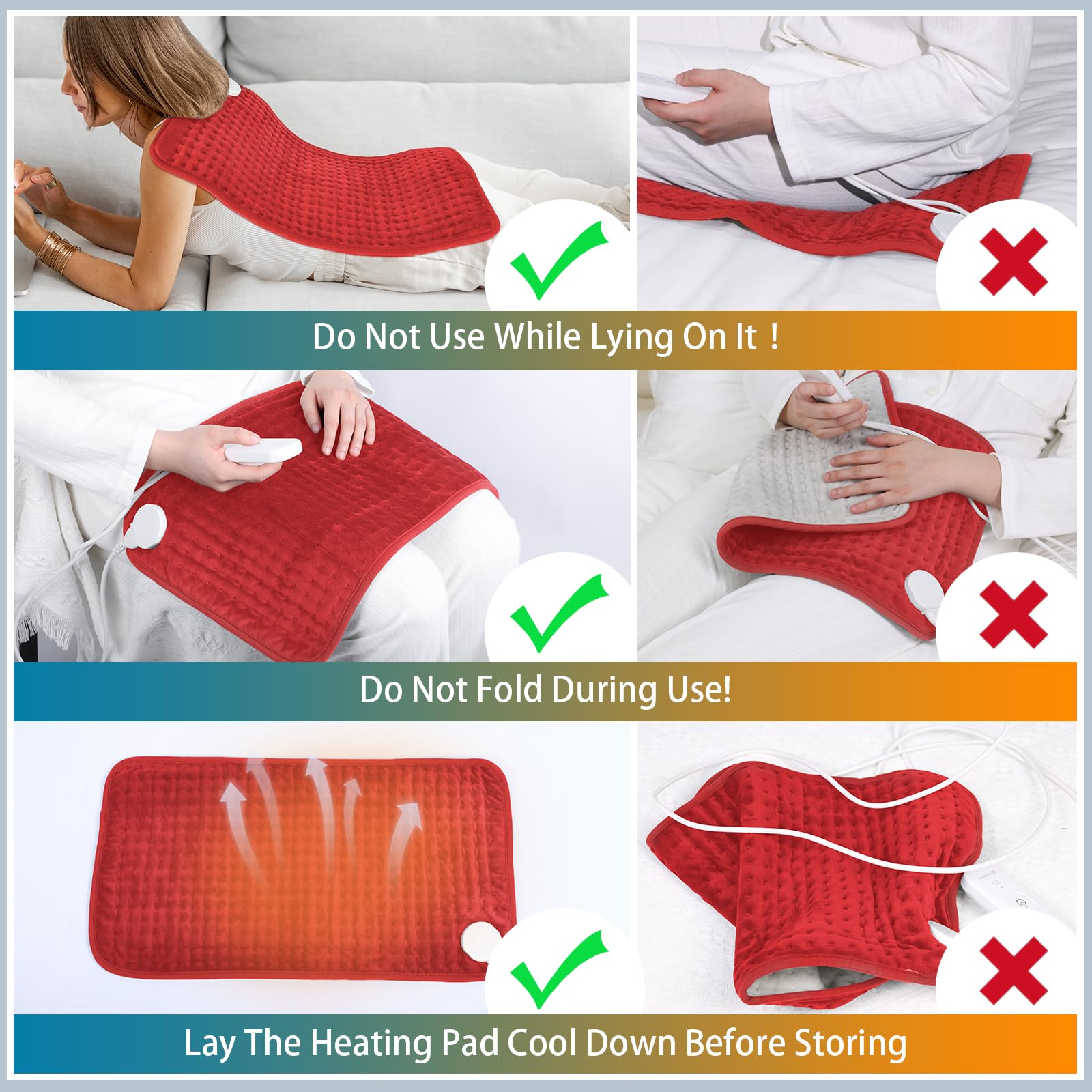 Comfytemp heating pad long 5.9 ft cord enables easy lounging