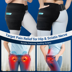 Comfytemp hip wrap delivers 30+ minutes of hot or cold therapy for sustained comfort.