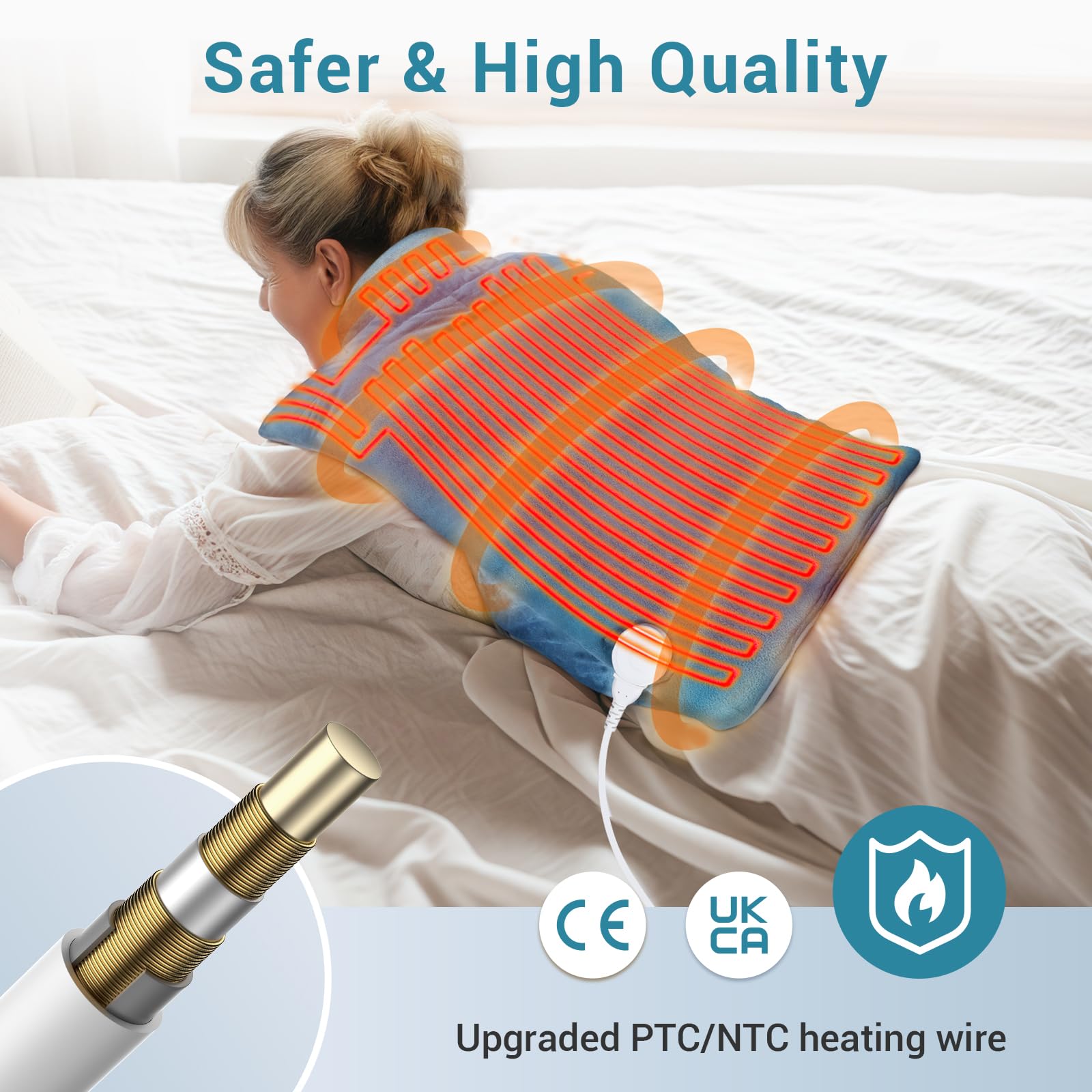 Comfytemp large 22x33 inch coverage wrapping most bodies.