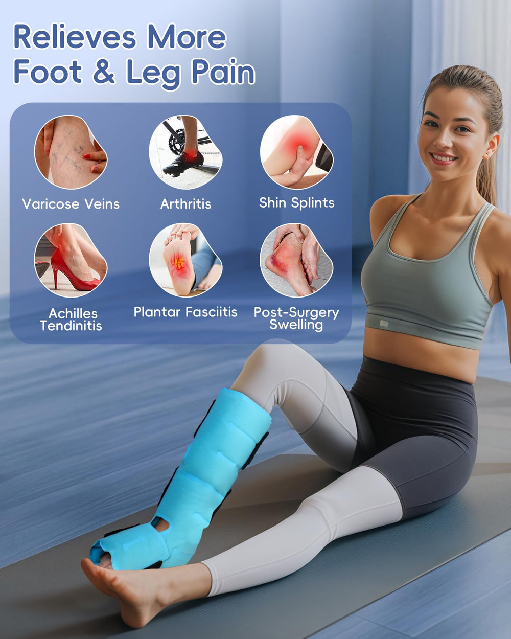 Comfytemp one-size-fits-all wrap accommodates most legs and swelling.