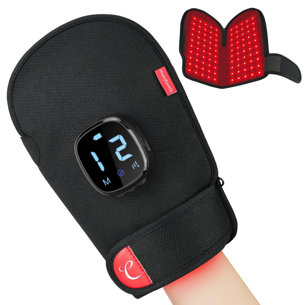 Comfytemp red light glove front view with 360° coverage for soothing joints
