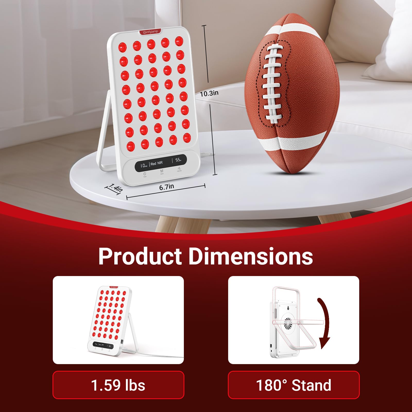 Comfytemp device offering four modes: red, infrared, or both for flexibility.
