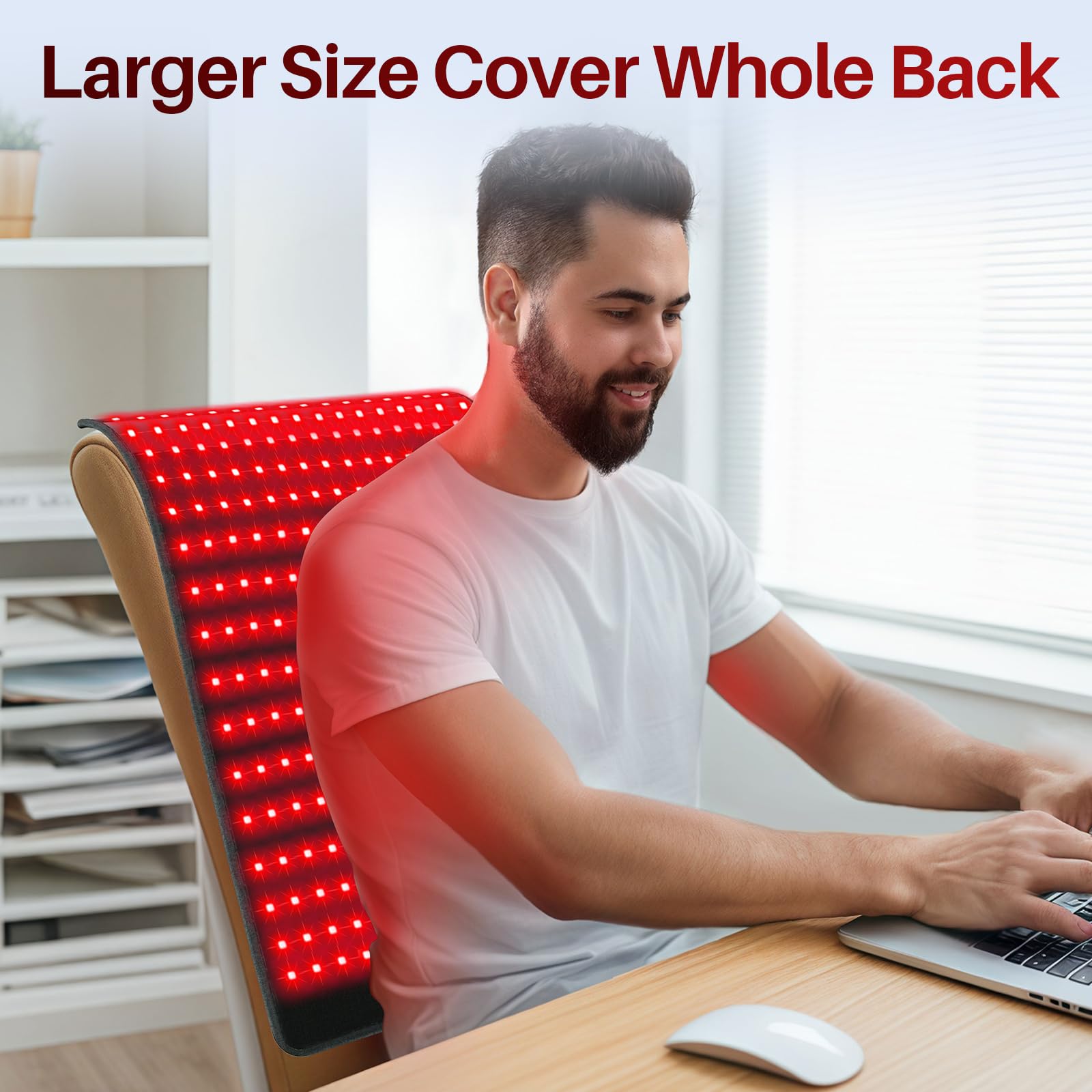 Comfytemp red light therapy pad on the waist delivering soothing near-infrared penetration