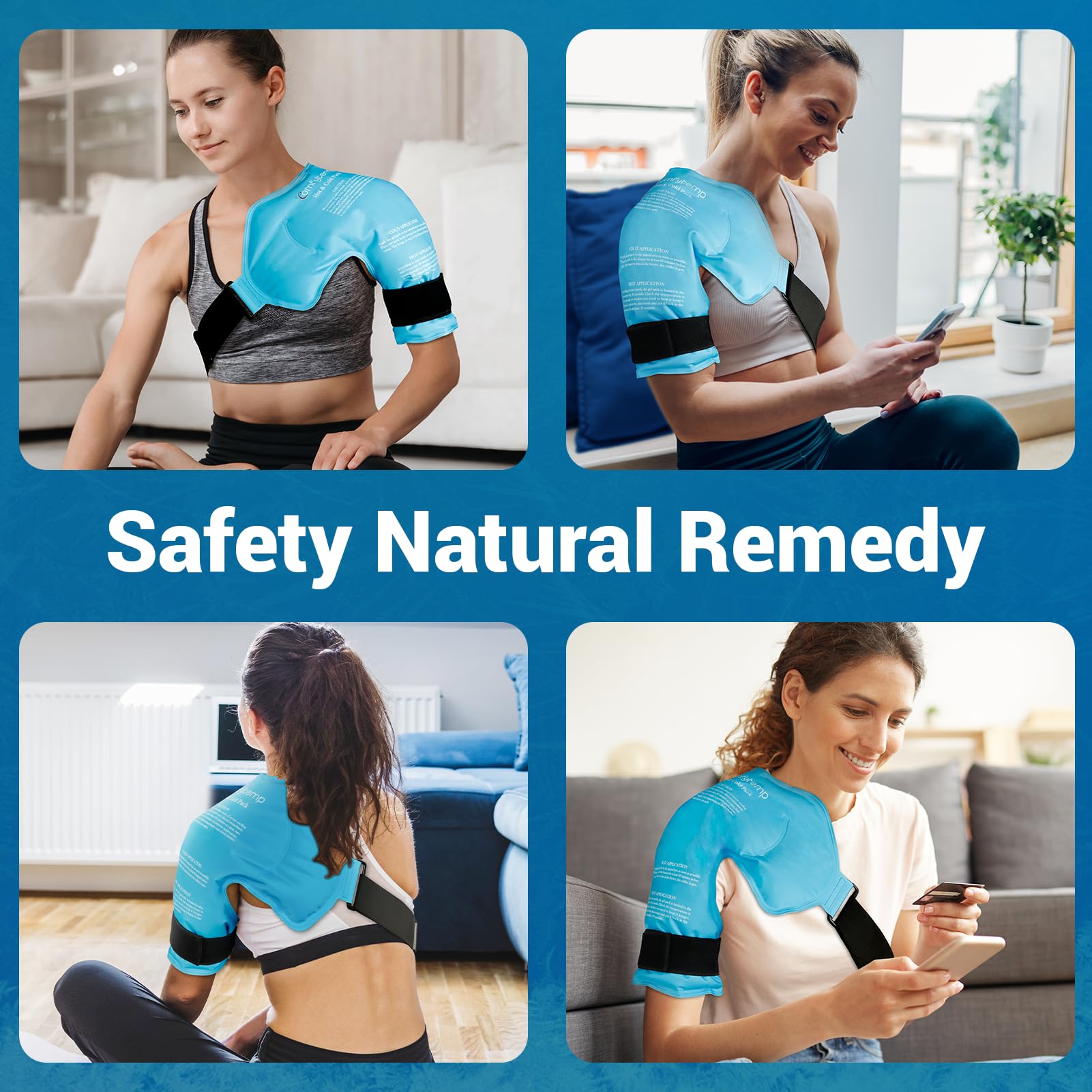 Comfytemp reusable ice pack wrap supports daily recovery indoors.