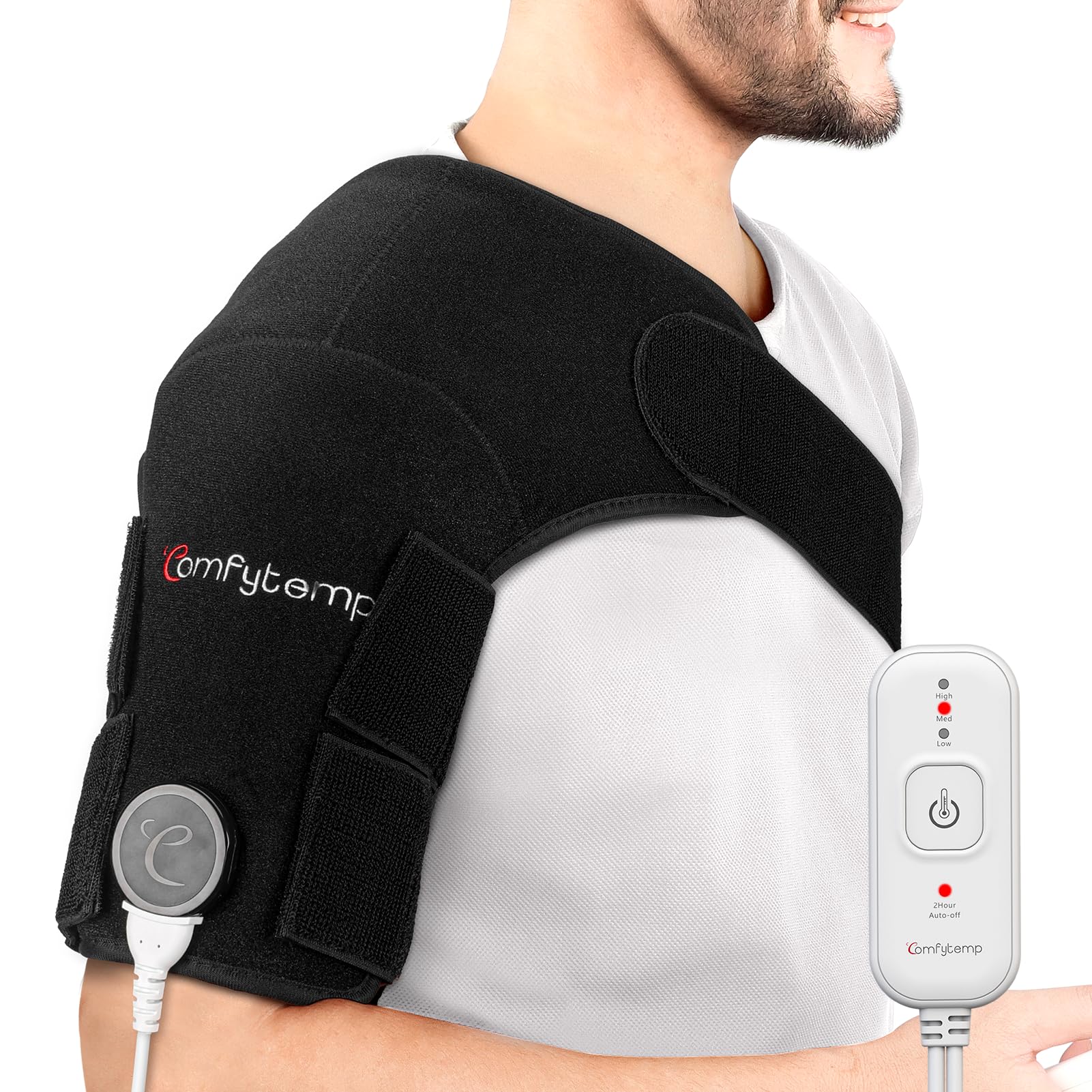 Comfytemp shoulder heating pad wrap providing targeted warmth for daily shoulder relief.