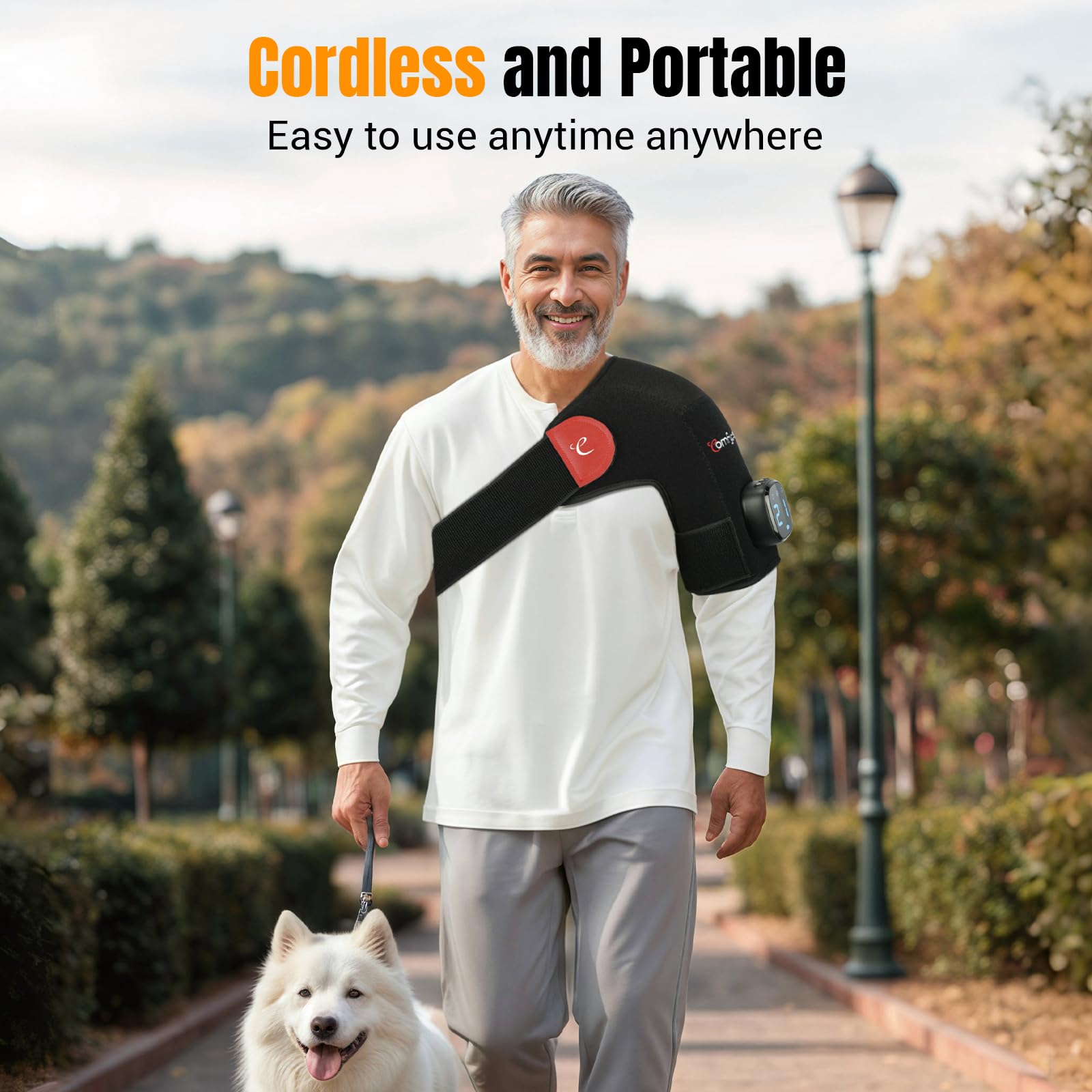 Comfytemp shoulder wrap with app control for easy temperature adjustments on the go