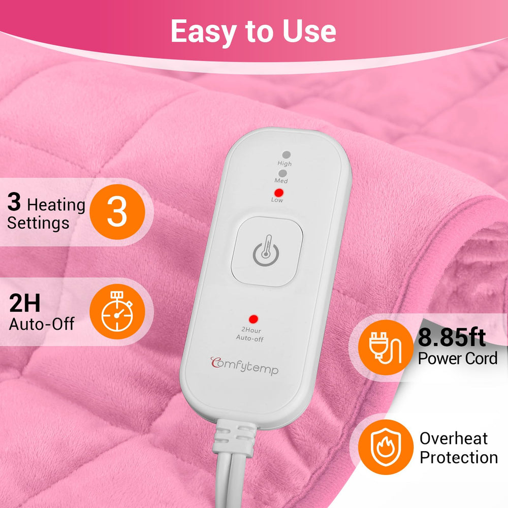 Comfytemp soft flannel cover provides gentle touch and easy machine washing.