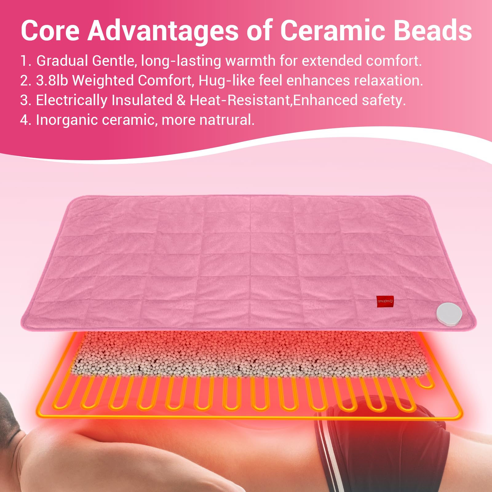 Comfytemp 17x33 beads close-up shows long-lasting heat retention.